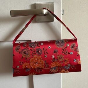 Embroidered Asian Women’s Silk Red & gold Handbag